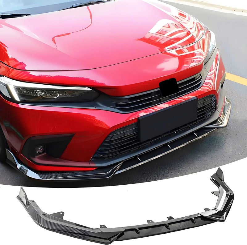 Sts.Ev01 Front Bumper Lip Splitter Spoiler Fit for Honda Civic Hatchback/Sedan/EX/EX-L/LX/Sport/Touring 2022 2023 2024, 3pcs Air Dam Chin Body Kit Underbody Lip Accessories (Carbon Fiber Style) - Image 1